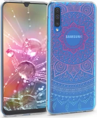 Back Cover Σιλικόνης Blue / Dark Pink / Transparent (Galaxy A50)