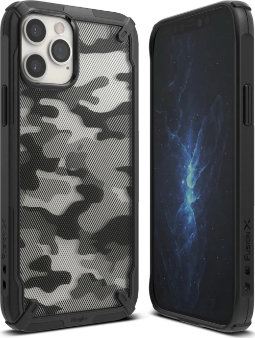 Ringke Fusion X Back Cover Πλαστικό / Bumper Σιλικόνης Camo Black (iPhone 12 / 12 Pro)