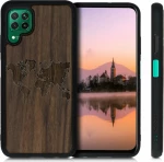 KWmobile Back Cover Ξύλινο Travel Outline (Huawei P40 Lite)