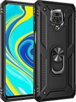 Xiaomi Redmi Note 9S / Note 9 Pro Hybrid Shockproof Armor Case 360 Degree Metal Rotating Ring for Car Mount Holder Black (oem)