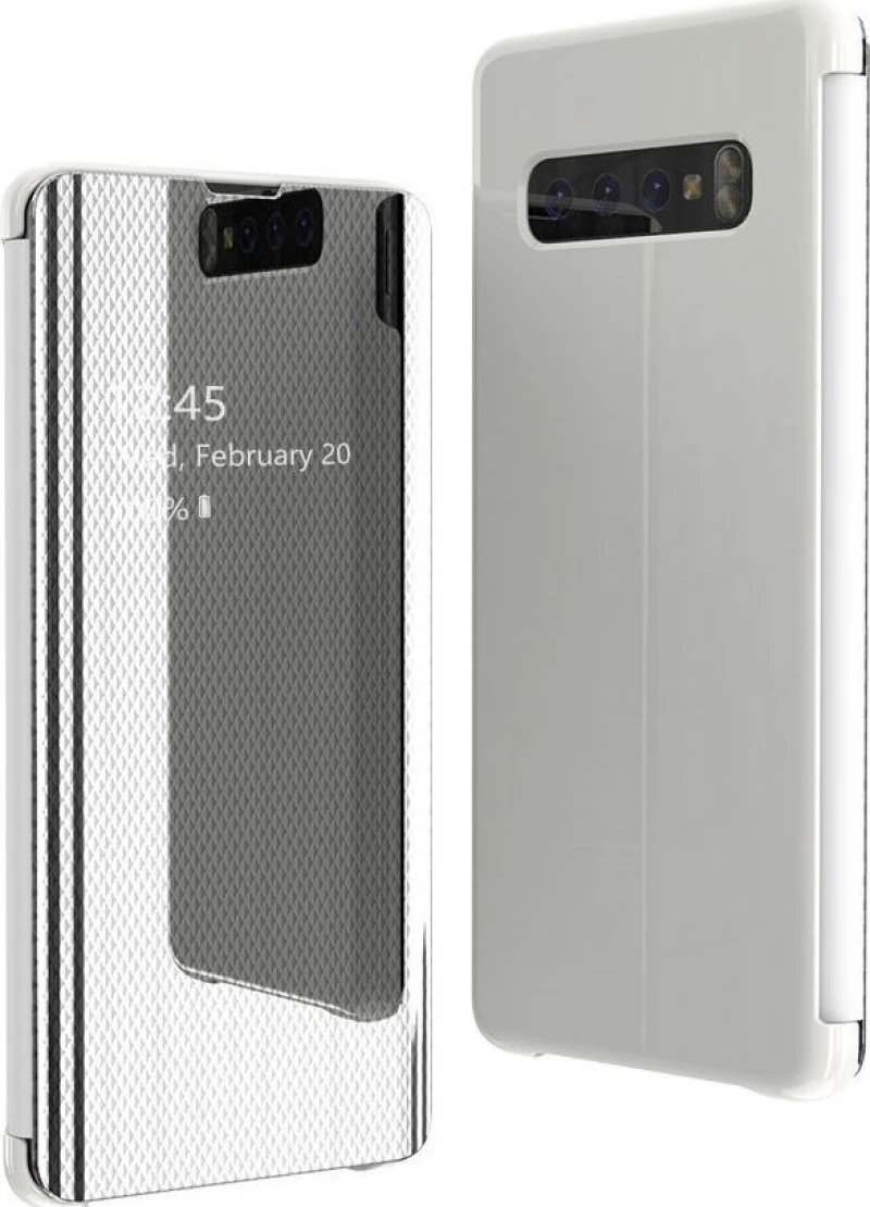 Clear View Book Ασημί (Galaxy S10)