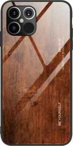 Bodycell Wood Glass Back Cover Καφέ (iPhone 12 / 12 Pro)