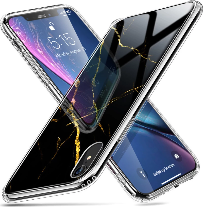 ESR Mimic Marble Back Cover Σιλικόνης Χρυσό/Μαύρο (iPhone XR)