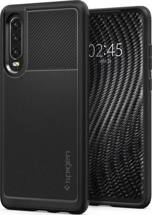 Spigen Rugged Armor Back Cover Σιλικόνης Μαύρο (Huawei P30)