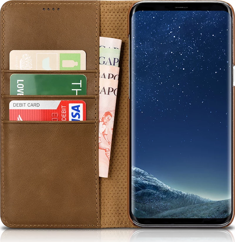 Xoomz Wallet Δερματίνης Καφέ (Galaxy S8)