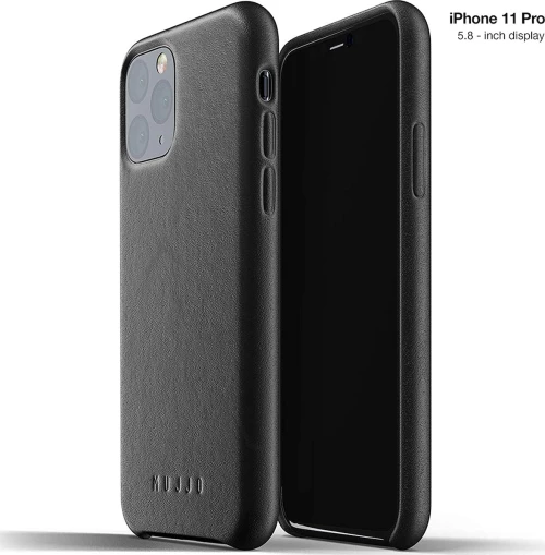 Mujjo Full Leather Back Cover Μαύρο (iPhone 11 Pro)