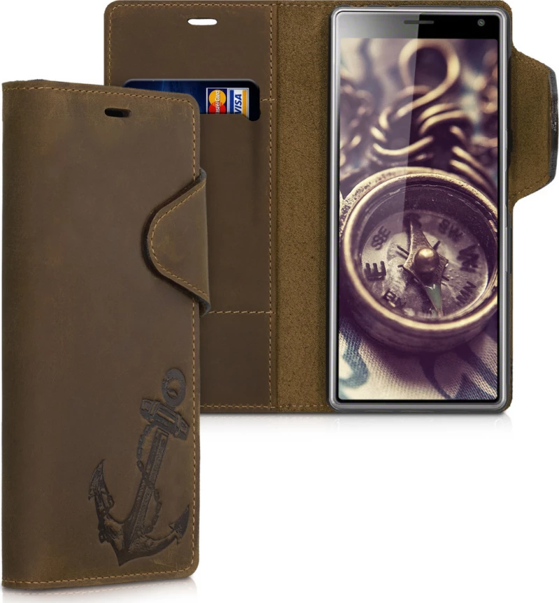 KWmobile Kalibri Suede Anchor Wallet Δερμάτινο Καφέ (Xperia 10)
