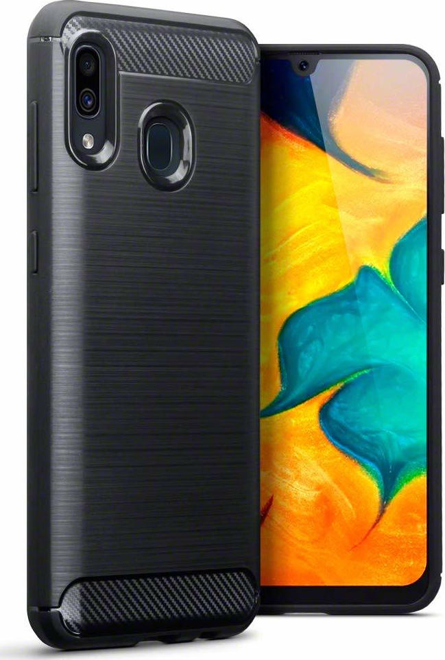 Terrapin Carbon Fibre Gel Back Cover Σιλικόνης Μαύρο (Galaxy A30)