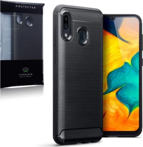 Terrapin Carbon Fibre Gel Back Cover Σιλικόνης Μαύρο (Galaxy A30)