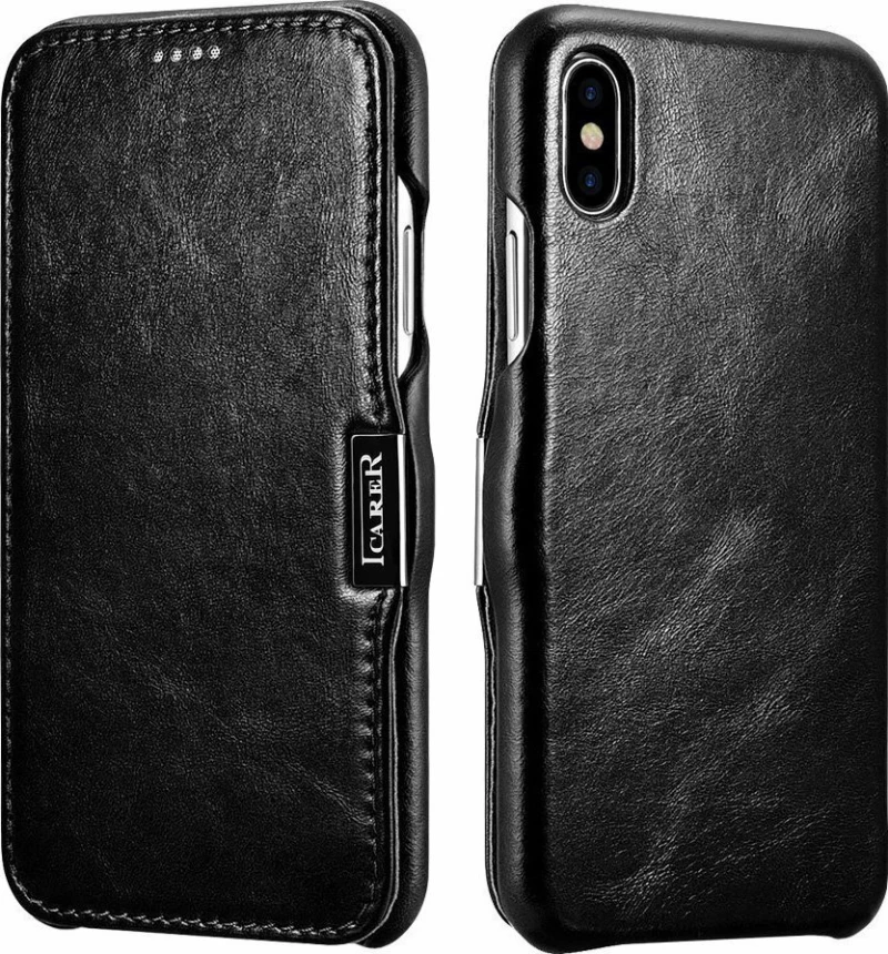 iCarer Vintage Series Book Δερμάτινο Μαύρο (iPhone XR)