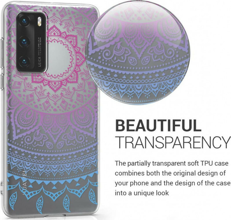 KWmobile TPU Indian Sun Back Cover Διάφανη / Blue / Dark Pink (Huawei P40)