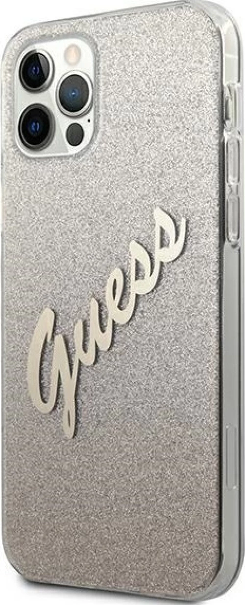 Guess Glitter Gradient Script Back Cover Χρυσό (iPhone 12 / 12 Pro)