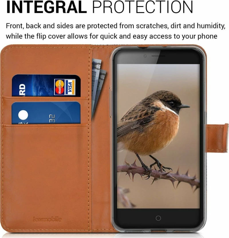KWmobile Wallet Υφασμάτινο Καφέ (Blade V7)