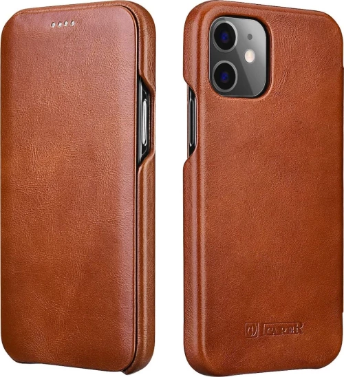 iCarer Vintage Series Curved Edge Book Δερμάτινο Καφέ (iPhone 12 mini)