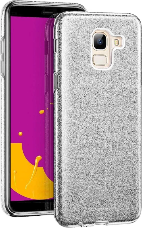 Glitter Back Cover Ασημί (Galaxy A8 2018)