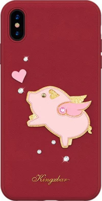 Kingxbar Moonky Case Decorated With Original Swarovski Crystals Back Cover Σιλικόνης Κόκκινο (iPhone X / Xs)
