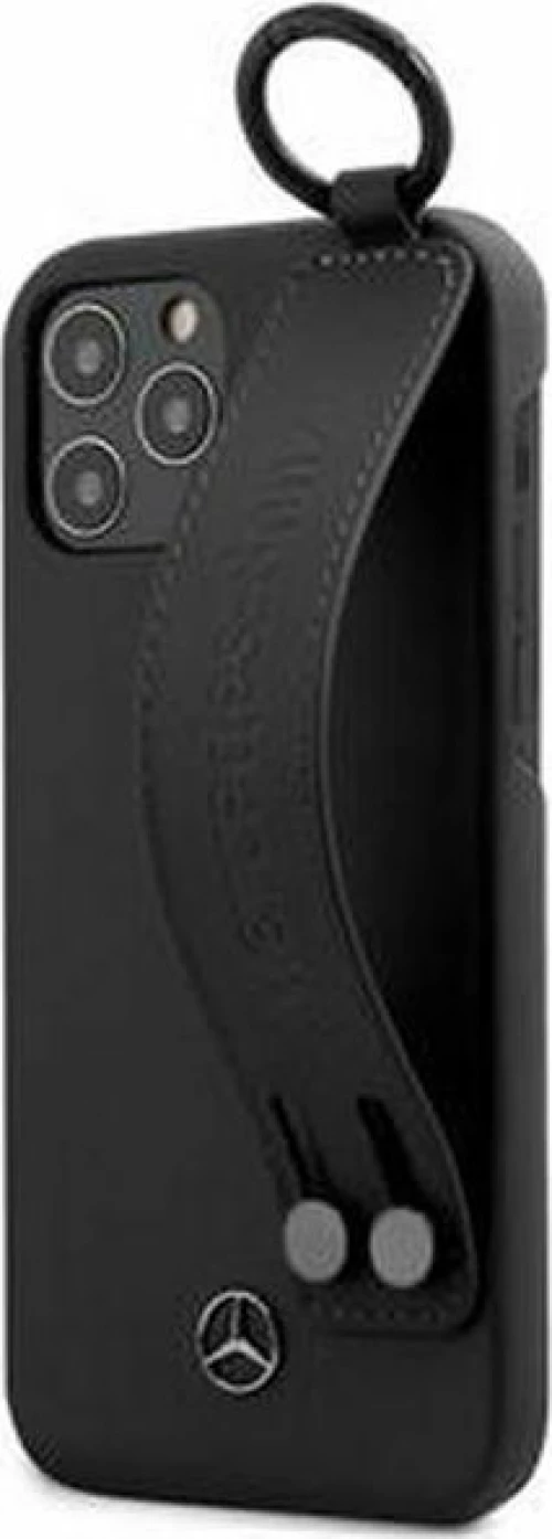 Mercedes-Benz Leather Hand Strap Back Cover Μαύρο (iPhone 12 mini)