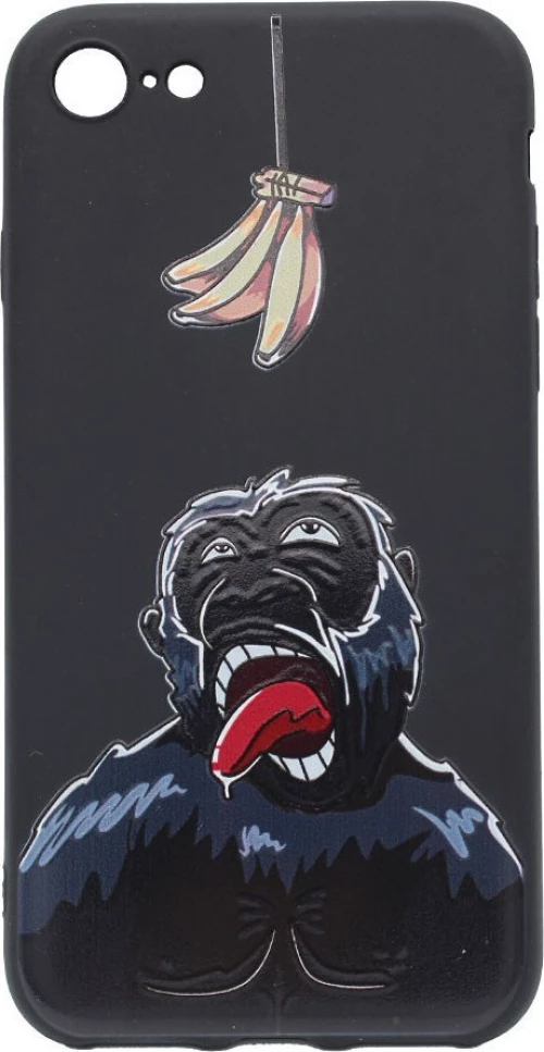 Θήκη σιλικόνης σχέδιο 'Hungry Gorilla' για iPhone 7/8 - μαύρο