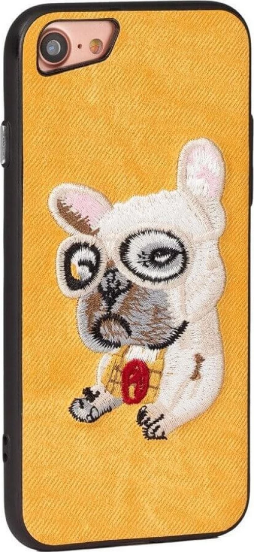 Θήκη back cover handmade σκύλος πλεκτός για iPhone 7/8 - κίτρινο