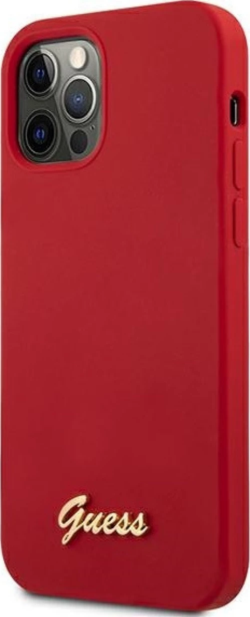 Guess Metal Logo Script Back Cover Κόκκινο (iPhone 12 / 12 Pro)