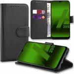 Samsung Galaxy A20s – Δερμάτινη Αναδιπλούμενη Book Case με Ενσωματωμένη Θήκη Σιλικόνης – Black (oem)