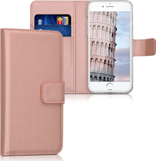 Θήκη flip με υποδοχή καρτών και δυνατότητα STAND για iPhone 7/8 - ροζ χρυσό