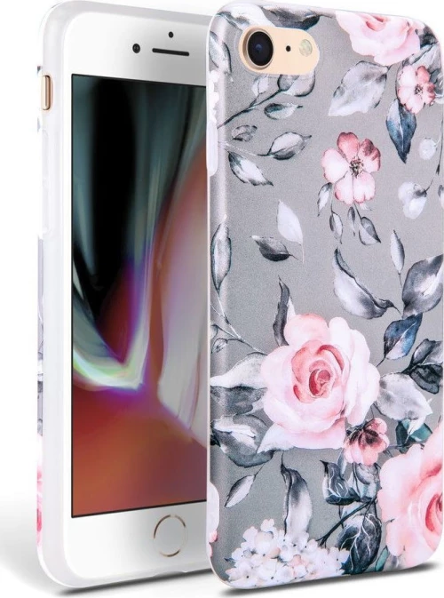 Back Cover Σιλικόνης Floral Grey (iPhone SE 2020/8/7)
