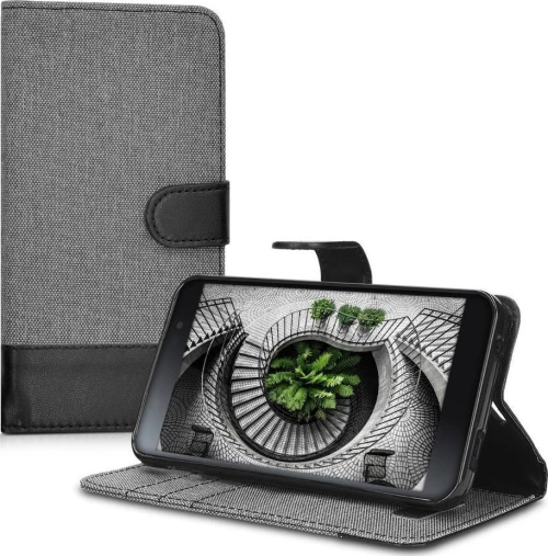 KWmobile Wallet Υφασμάτινο Grey/Black (Blackberry DTEK50)