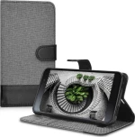 KWmobile Wallet Υφασμάτινο Grey/Black (Blackberry DTEK50)