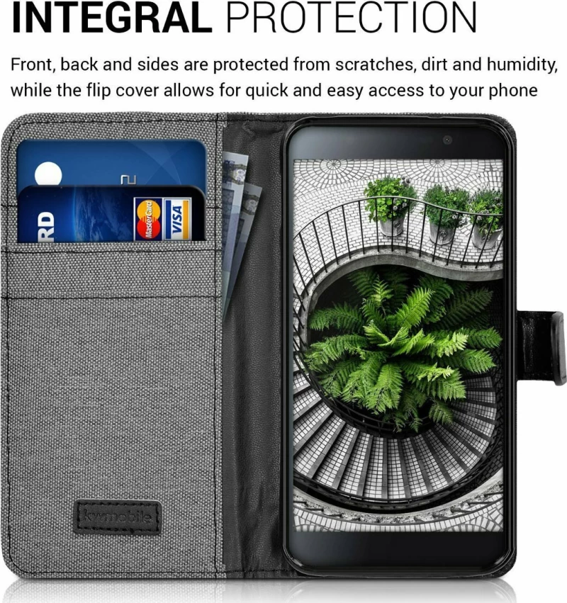 KWmobile Wallet Υφασμάτινο Grey/Black (Blackberry DTEK50)