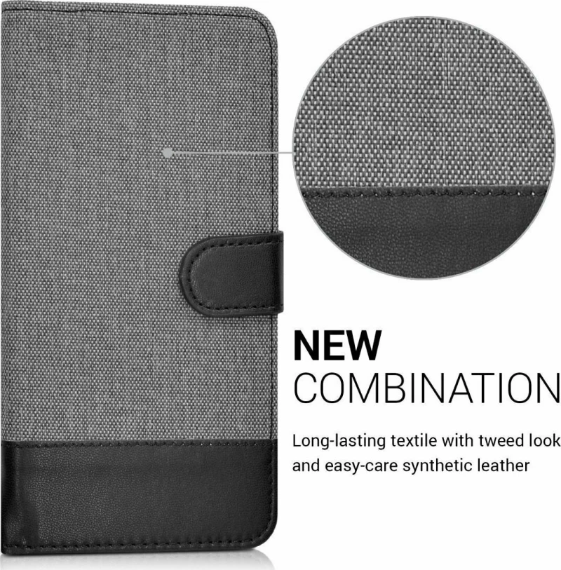 KWmobile Wallet Υφασμάτινο Grey/Black (Blackberry DTEK50)