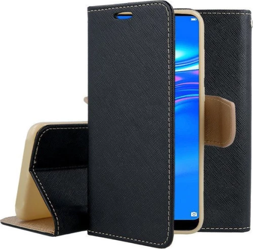 Fancy Book Μαύρο/Χρυσό (Huawei Y7)