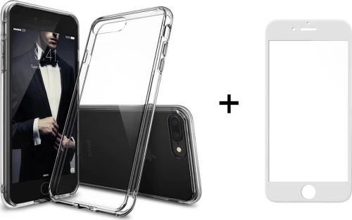 Crystal Back Cover & Tempered Glass Λευκό (iPhone 8/7 Plus)