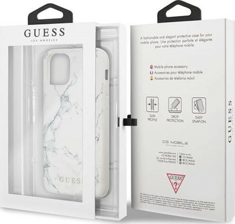 Guess Marble Back Cover Σιλικόνης Λευκό (iPhone 11 Pro Max)