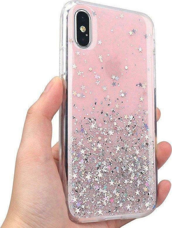 Wozinsky Star Glitter Back Cover Σιλικόνης Ροζ Shining (iPhone X / Xs)