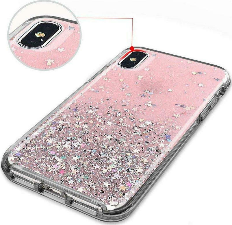 Wozinsky Star Glitter Back Cover Σιλικόνης Ροζ Shining (iPhone X / Xs)