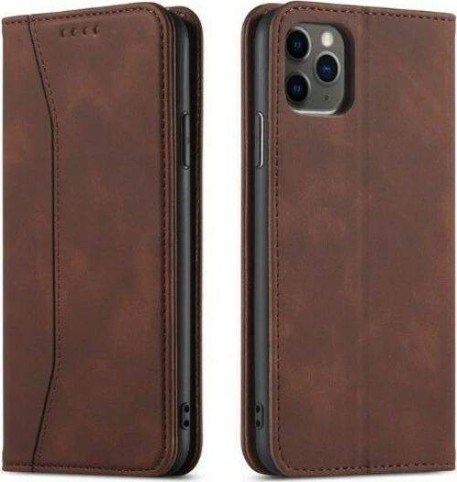 Bodycell PU Leather Book Σκούρο Καφέ (iPhone 11 Pro)