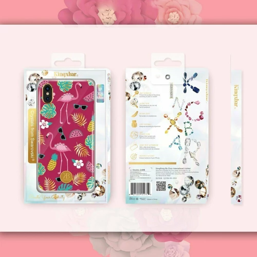Kingxbar Blossom with Swarovski Crystals Back Cover Πλαστικό Πολύχρωμο Pink (iPhone X / Xs)