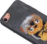 Θήκη back cover handmade σκύλος πλεκτός για iPhone 7/8 - γκρί