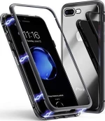 Magnetic Metalic Frame and Hard Glass Back Cover Color Black for iPhone 6G/6S (OEM)
