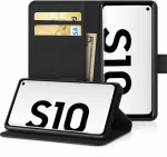 Samsung Galaxy S10 – Δερμάτινη Αναδιπλούμενη Book Case με Ενσωματωμένη Θήκη Σιλικόνης – Black (oem)