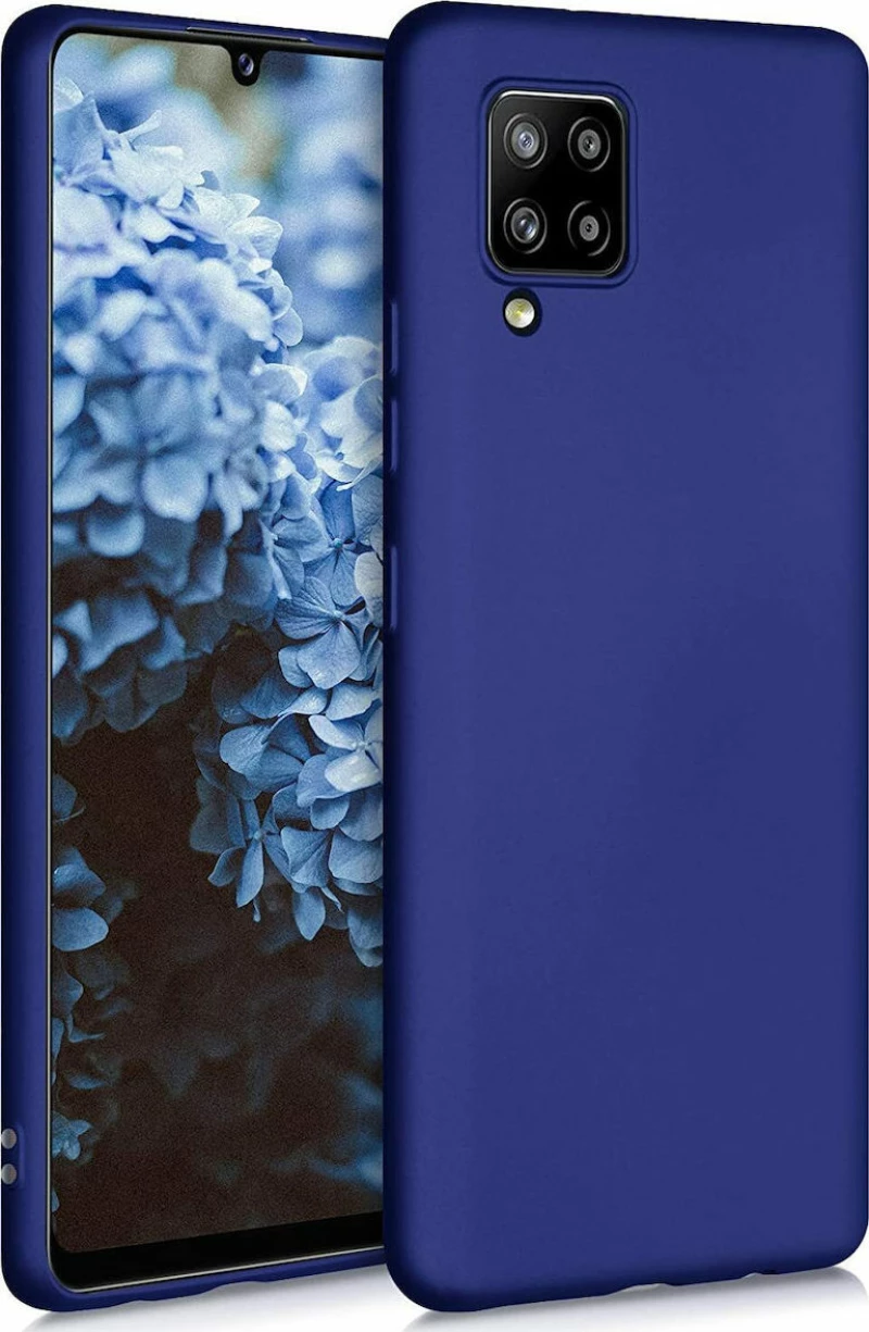 TPU Silicone Case Compatible with Samsung Galaxy A42 5G - Soft Flexible Protective Phone Cover - Metallic Blue (oem)