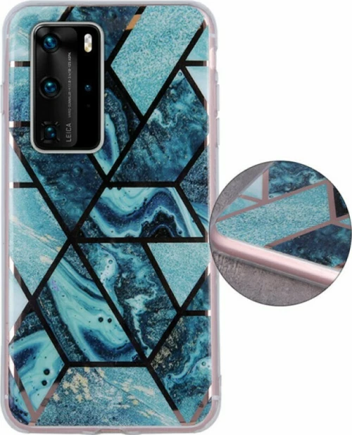 Geometric Marmur Case for Huawei P40 dark blue