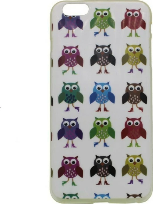 Θήκη σιλικόνης με σχέδιο 'Owl' για iPhone 6/6S Plus - λευκό