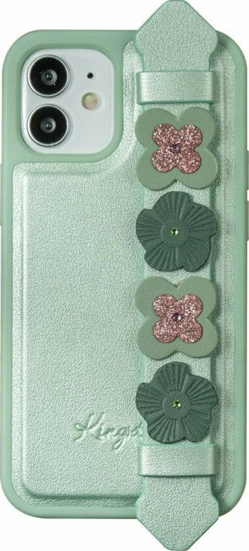 Kingxbar Sweet Series Swarovski Crystals Back Cover Δερματίνης / Συνθετική Πράσινο (iPhone 12 mini)