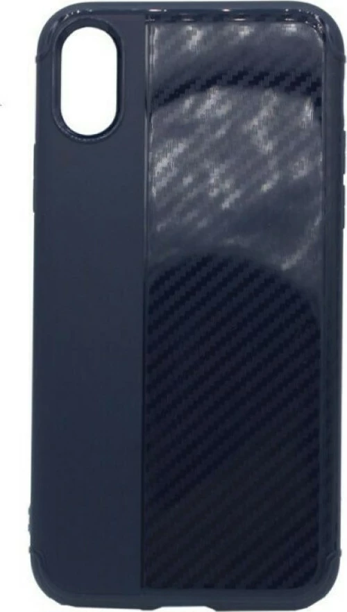 Θήκη σιλικόνης Carbon Fiber για iPhone X/Xs - μπλε σκούρο