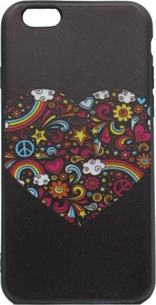 Θήκη σιλικόνης με σχέδιο 'Heart' για iPhone 6/6S - μαύρο