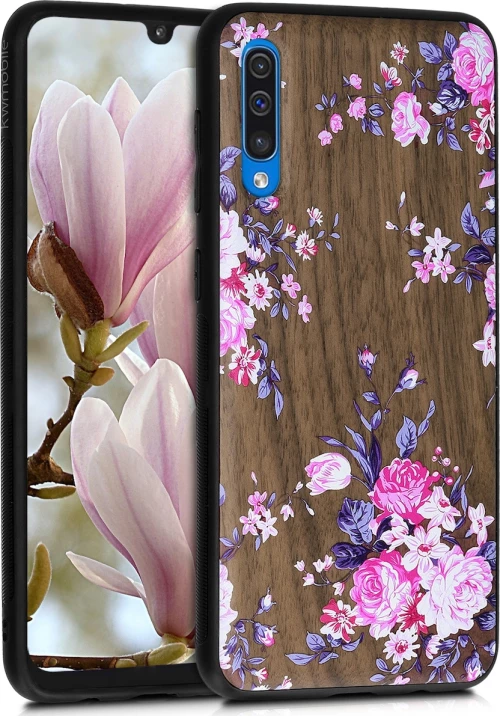 KWmobile Back Cover Ξύλινο Wood Flowers Cherrywood (Galaxy A50)