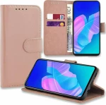 Huawei P40 Lite E – Δερμάτινη Αναδιπλούμενη Book Case με Ενσωματωμένη Θήκη Σιλικόνης – Gold Rose (oem)