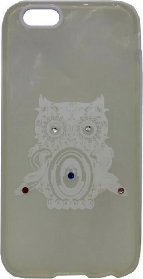 Θήκη σιλικόνης με σχέδιο 'Owl' για iPhone 6/6S - άσπρο πλαίσιο